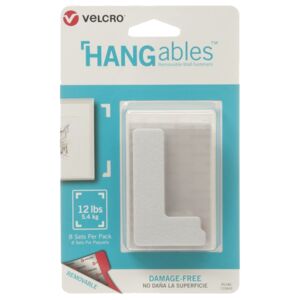 Velcro 8-Piece Hangables Removable Wall Fasteners White 3 x 1.75inch